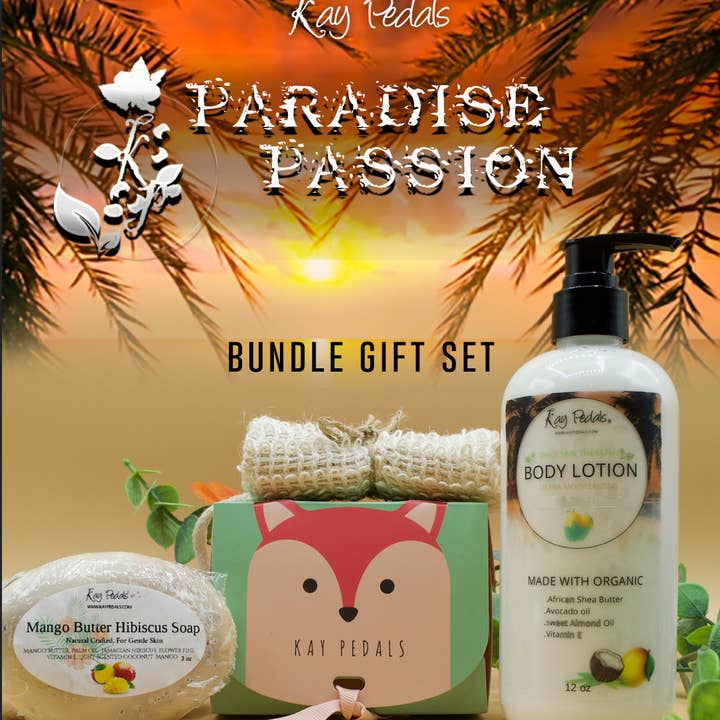 Ensemble Cadeau Soin de la Peau Naturel Paradise Passion Best Bundle pour la vente par Kay Pedals