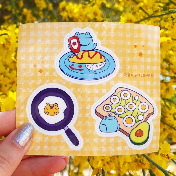 Egg Frogs Sticker Sheet for wholesale by Rainylune