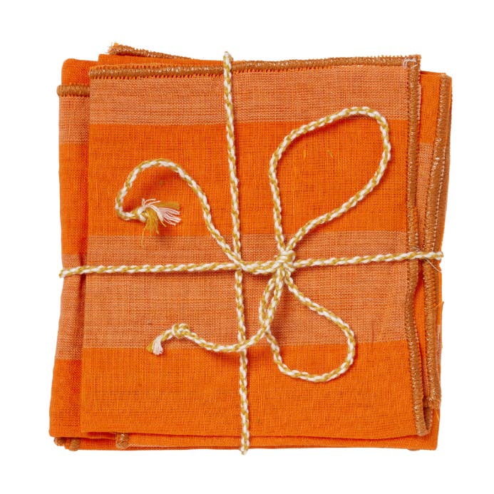 Set of 2 Table Napkins - Large Orange Stripes for wholesale by Bonheur du Jour