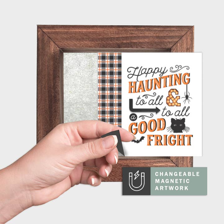 Inserto Decorativo Magnético de Temporada para Letrero Intercambiable (Mini): Feliz Caza de Fantasmas | Halloween | Letrero Magnético en Blanco se Vende por Separado para venta al por mayor de Simpler Seasons Decor