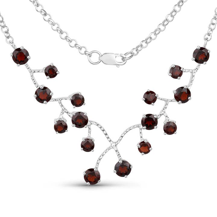 Collier en argent sterling .925 avec grenat véritable de 7,20 carats pour la vente par Quintessence Jewelry