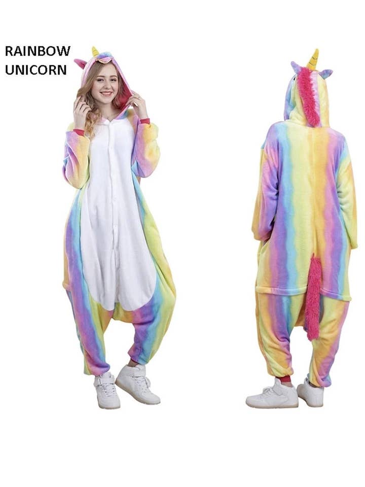 Jammies For Parties - Wholesale Onesie - Women's - Adult Unisex Animal Onesie Pajamas - Rainbow Unicorn