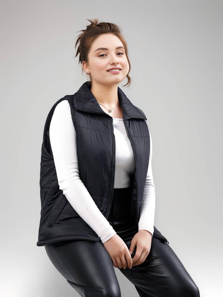 Hushy Wear – Großhandel Oberbekleidungsweste – Damen – Puffer Weste - Schwarz