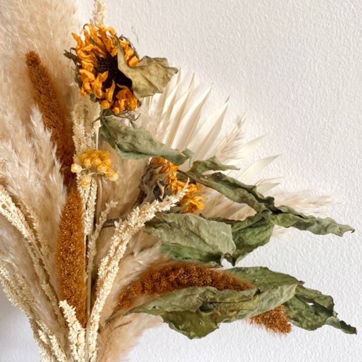 Fidos Design - Vente Fleur séchée/pressée - Bouquet de mariage d'herbe de pampa de tournesol/Minimaliste3