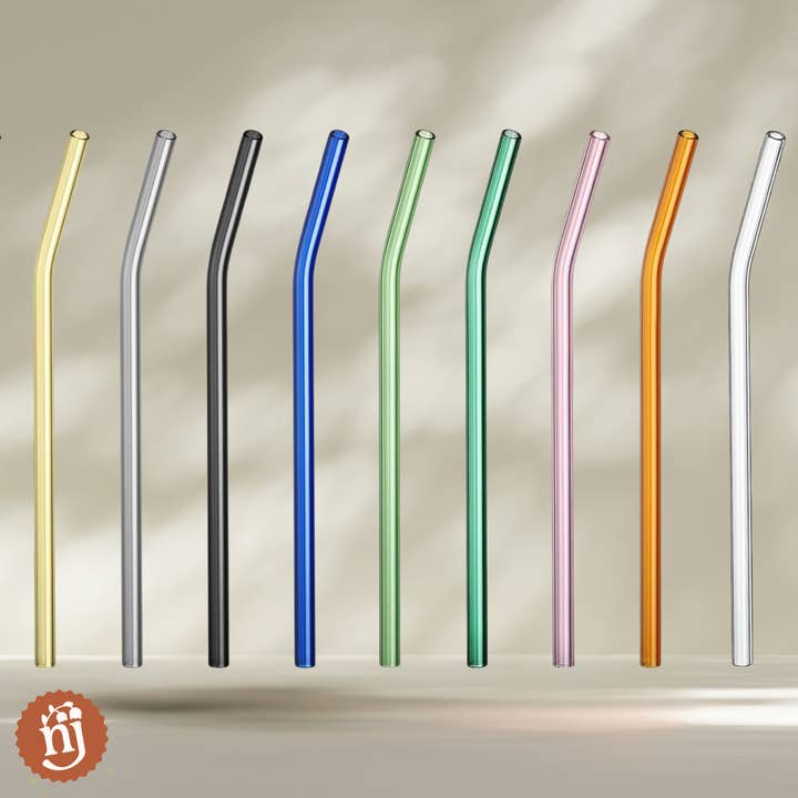 Reusable & Eco-Friendly Borosilicate Colored Glass Straws for wholesale by Nearly June Design Co