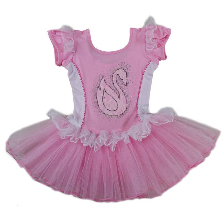 Pink & White Swan Short-Sleeve Ballet Dress for wholesale by Wenchoice