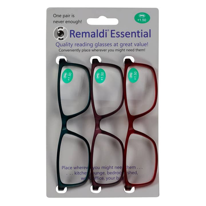 Newport Essential Red Reading Glasses. Pack of 3. for wholesale by Remaldi®