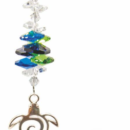 Österreichischer Kristall-Sonnenfänger, facettenreich mit Peridot-grünem Herzanhänger und Schildkrötenverbindung für den Großhandel von Byzantium Collection Ltd