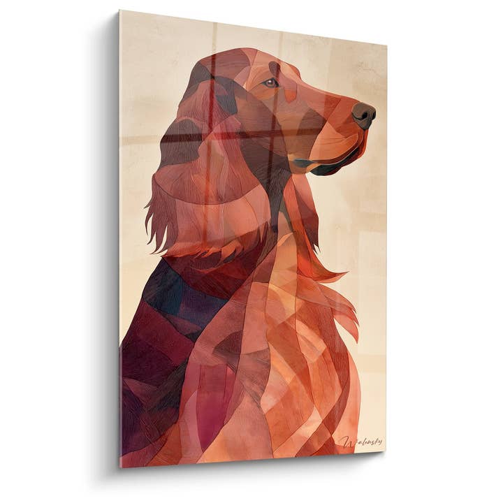 Profile Dog Painting with Orange Shades - Geometric Portrait - Irish Setter Edition for wholesale by Walensky