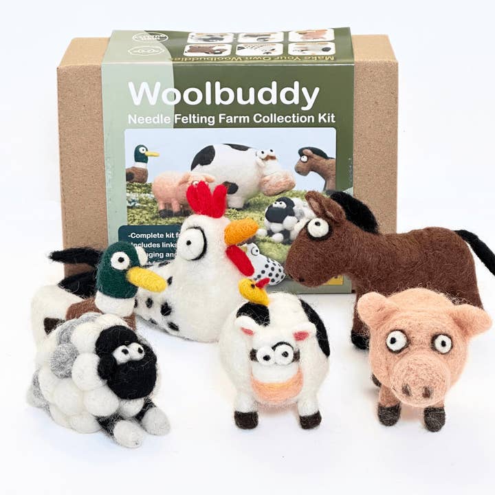 Kit de Coleção de Feltragem com Agulha DIY – Crie 6 animais fofos por atacado de Woolbuddy