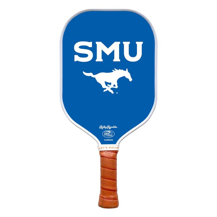 Pagaie de pickleball SMU Mustangs bleue secondaire empilée SMU Mark (B2B) pour la vente par Rally Republic