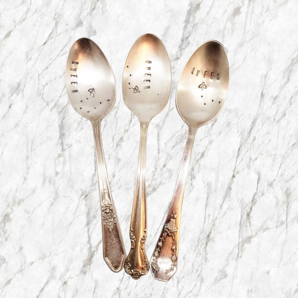 juNxtaposition® - Wholesale Table Spoon (Cutlery) - hand stamped vintage spoon QUEEN BEE1