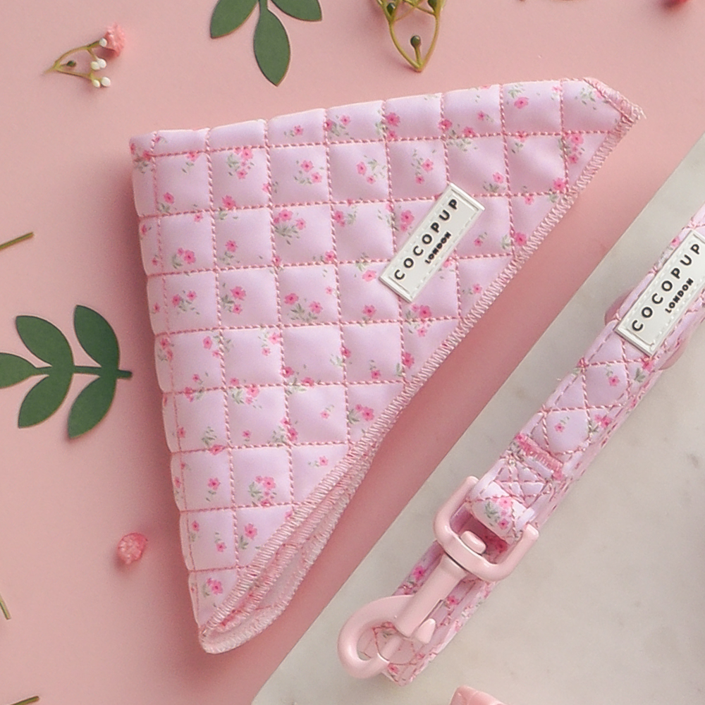 Cocopup London – wholesale Pet bandana – Dog – Quilted Ditsy Floral Pink Bandana0