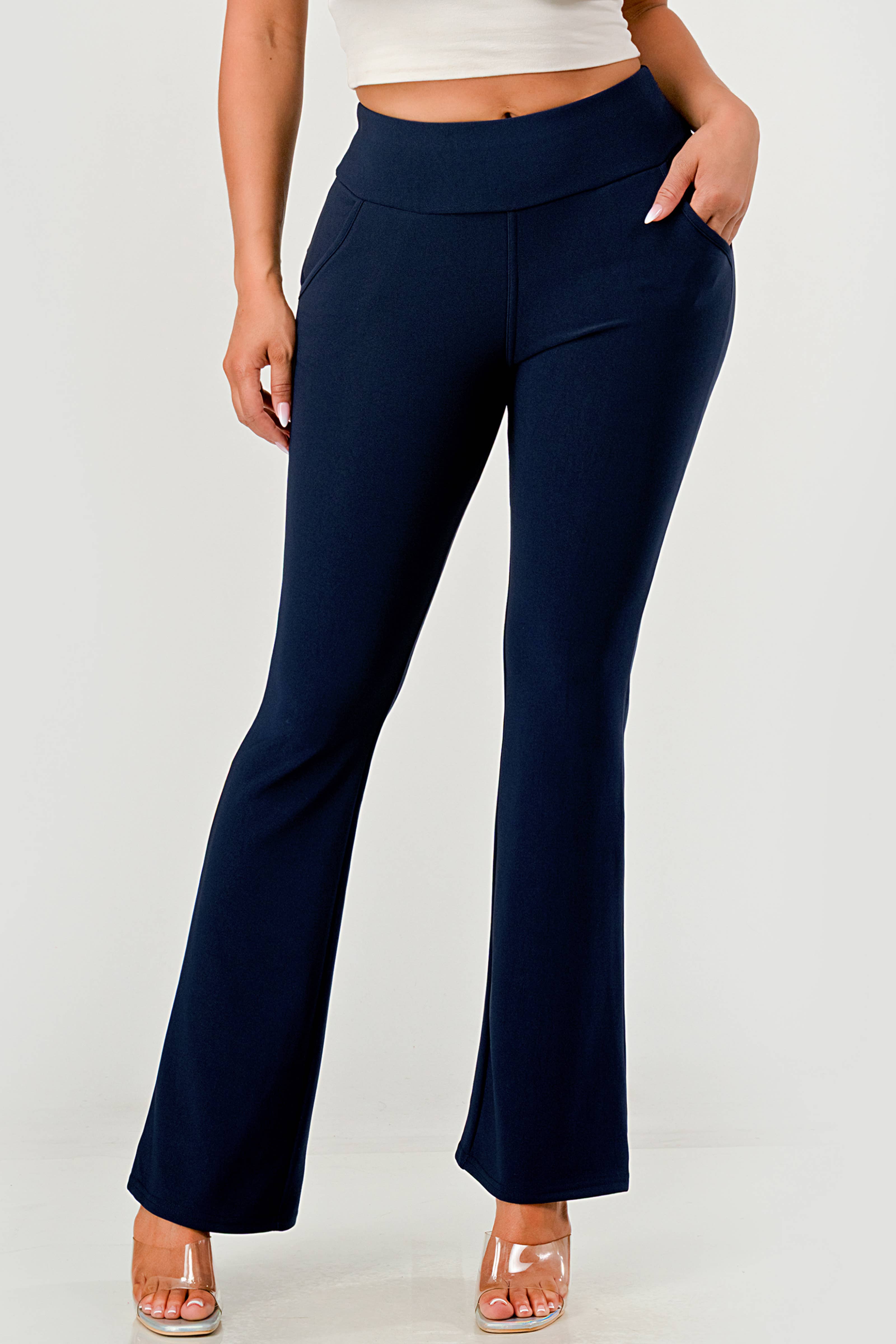 REDFINCH APPAREL INC - Wholesale Pants - Women's - Womens Tummy Control Butt Sculpting Flare Pants With Pockets24