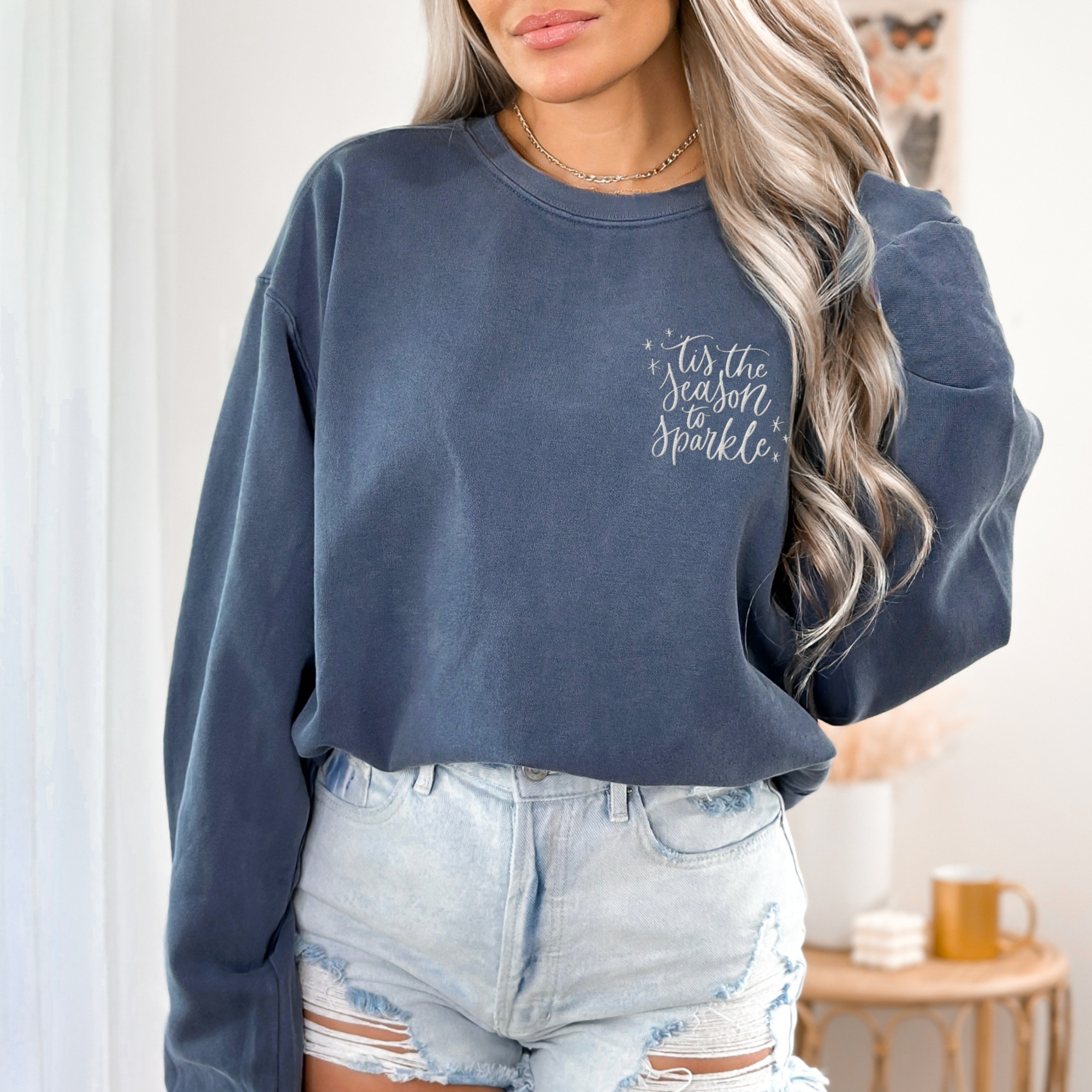 Scripted Pearl - Vente Sweat-shirt à imprimés – femme - Sweat-shirt de Noël brodé This The Season Comfort Col6