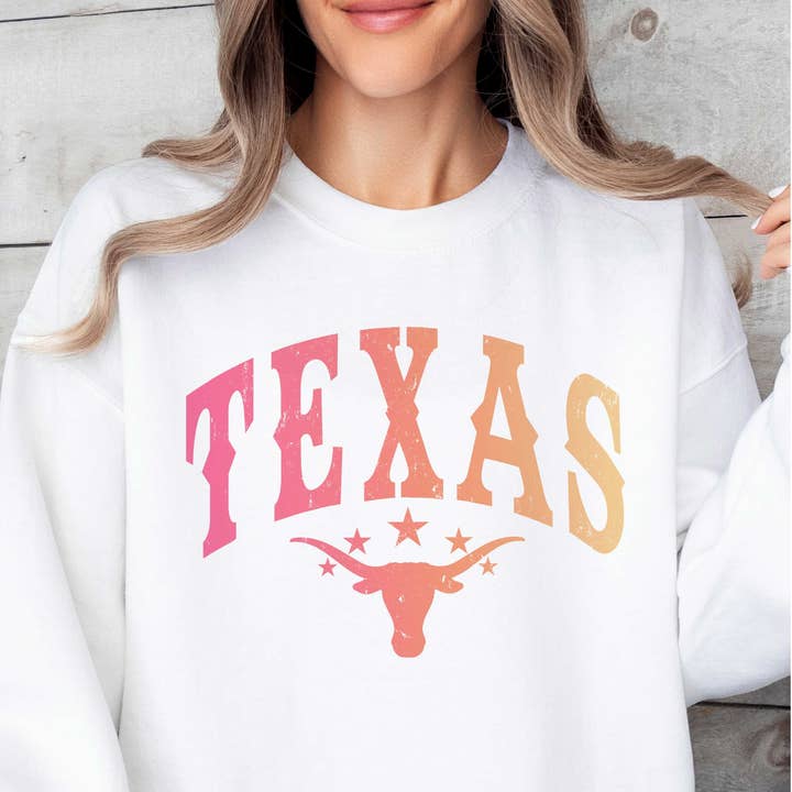 GRADIENT TEXAS LONGHORN Graphic Sweatshirt for wholesale by A. BLUSH CO