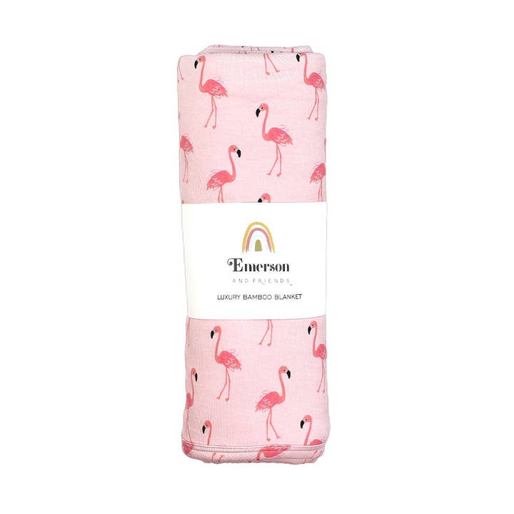 Pink Fancy Flamingos Luxury Bamboo Blanket for wholesale on Faire1