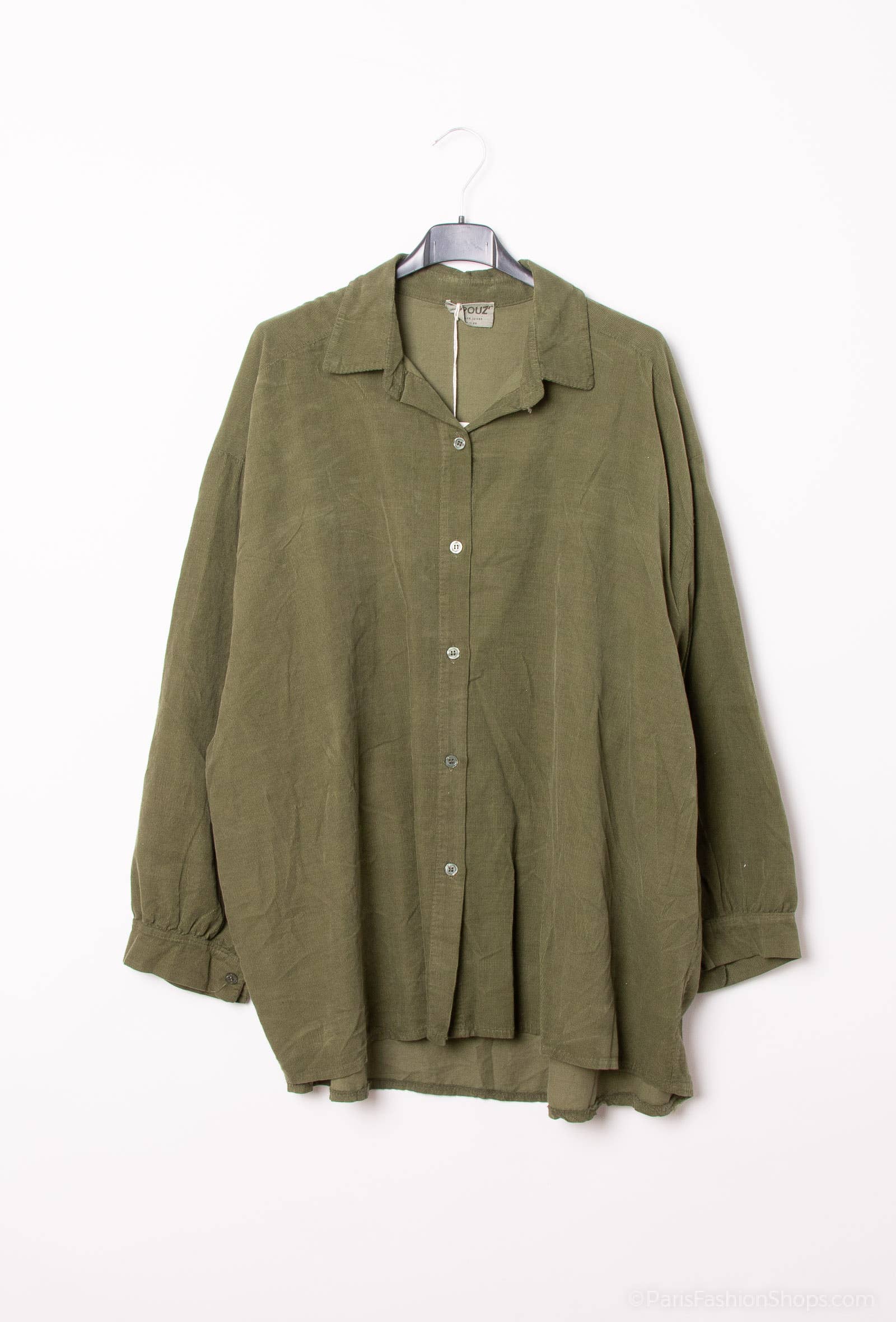 Pépouz' Paris – Großhandel Hemd mit Button-down-Kragen – Damen – GROßE GRÖSSE Weites Hemd aus leichtem Samt PC2548GT12