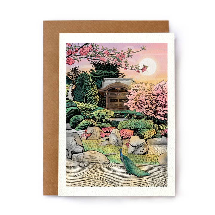 Kew Gardens Grußkarte/ Japanischer Garten/ Gateway für den Großhandel von Freya's Prints