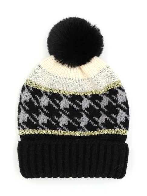 Houndstooth Pom Beanie MH0137-SP for wholesale by anbfashion