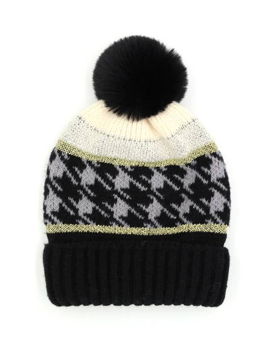 Houndstooth Pom Beanie MH0137-SP for wholesale by anbfashion