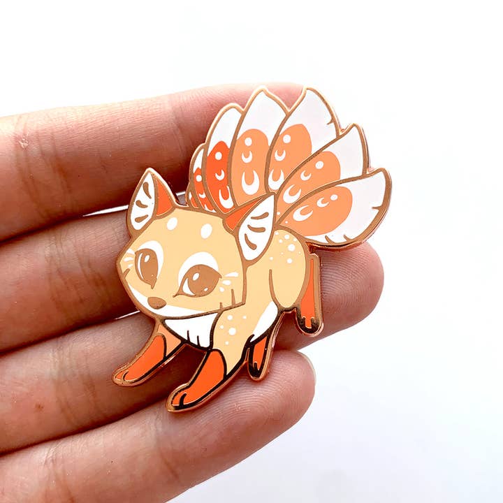 ShinePaw Design - Wholesale Lapel Pin/Button - Pink Kitsune Enamel Pin