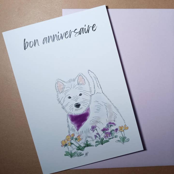 Dog-Lover Birthday Card (Westie) for wholesale by Little Red Fox Designs