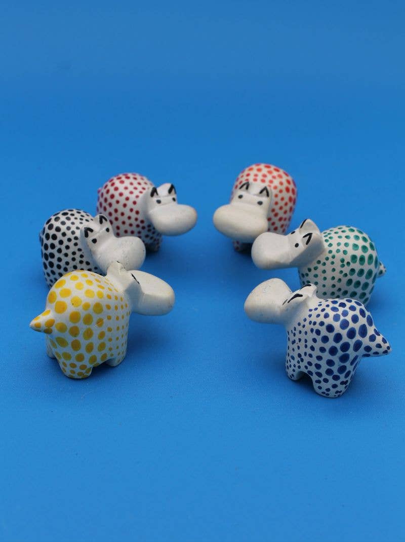 polanski speckstein – wholesale Decorative figurine – Mini Hippo dot design - soapstone0