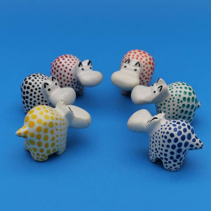 polanski speckstein – wholesale Decorative figurine – Mini Hippo dot design - soapstone