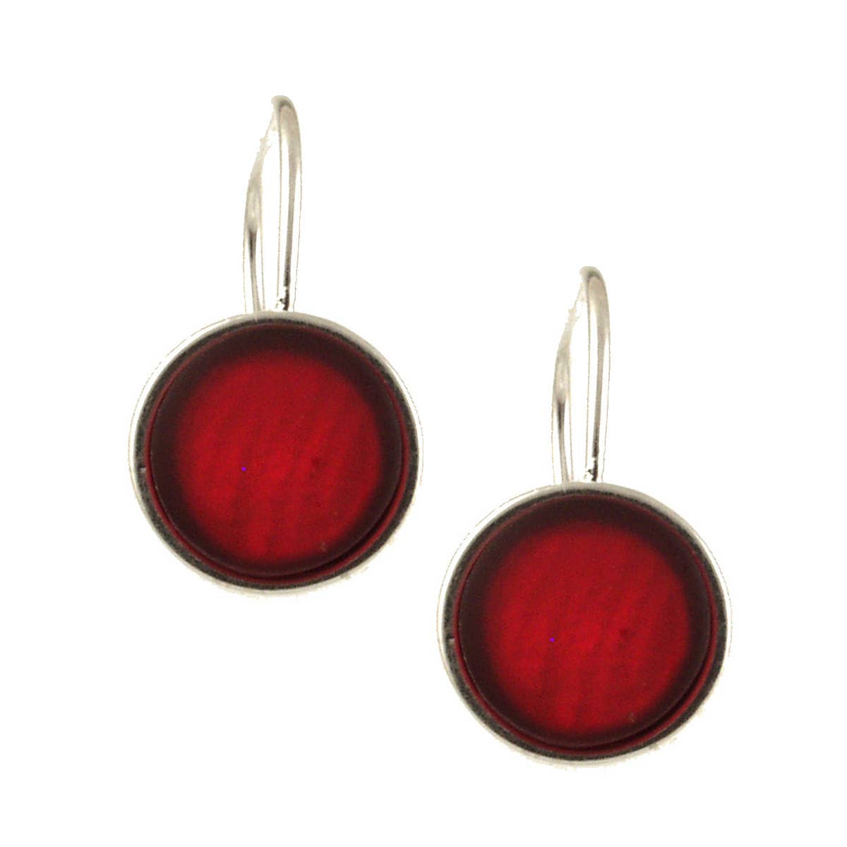 Origin Jewelry - Vente Boucles d'oreilles pendantes - Boucles d'oreilles pendantes en résine et coquillage - Rondes, monture argentée, 0,75"0