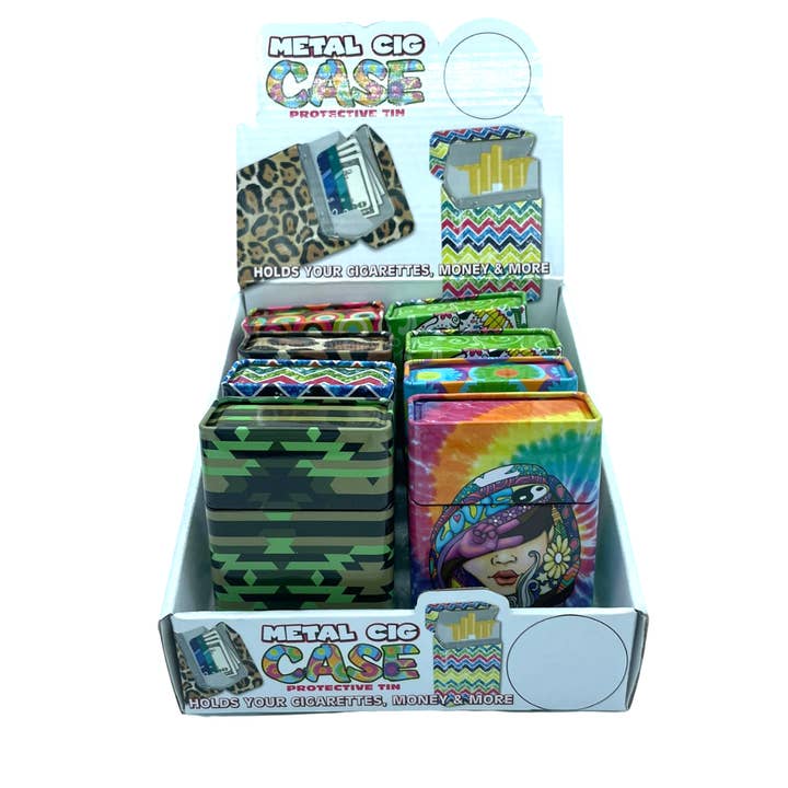 K & S WHOLESALE INC - Wholesale Cigarette Case - Metal Cig Case 8 CT Display1