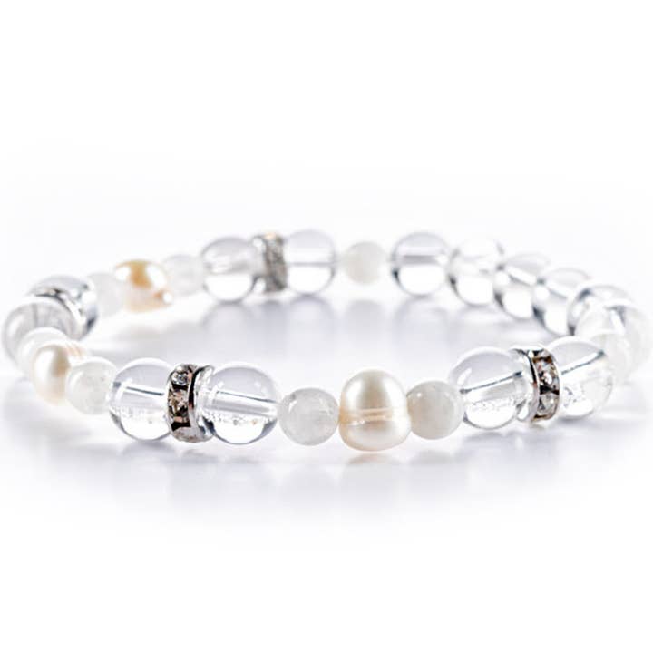 VitaJuwel USA - Wholesale Beaded Bracelet - Crystal Bracelet | INTUITION - Moonstone, Pearl & Quartz