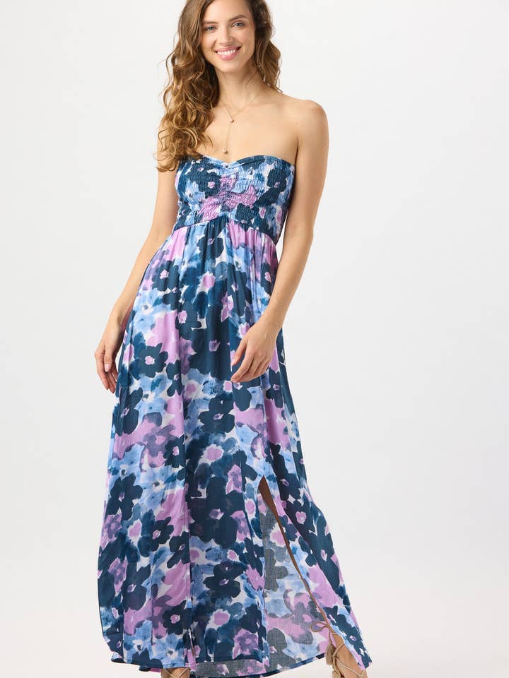 Watercolor Dreams Navy Emilia Maxi Dress for wholesale on Faire3