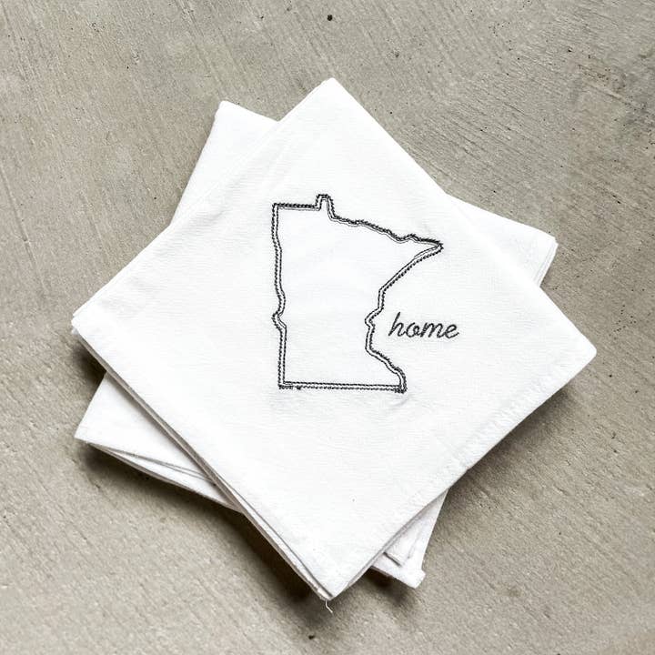 Minnesota Outline Embroidered Tea Towel for wholesale by Made In Minn