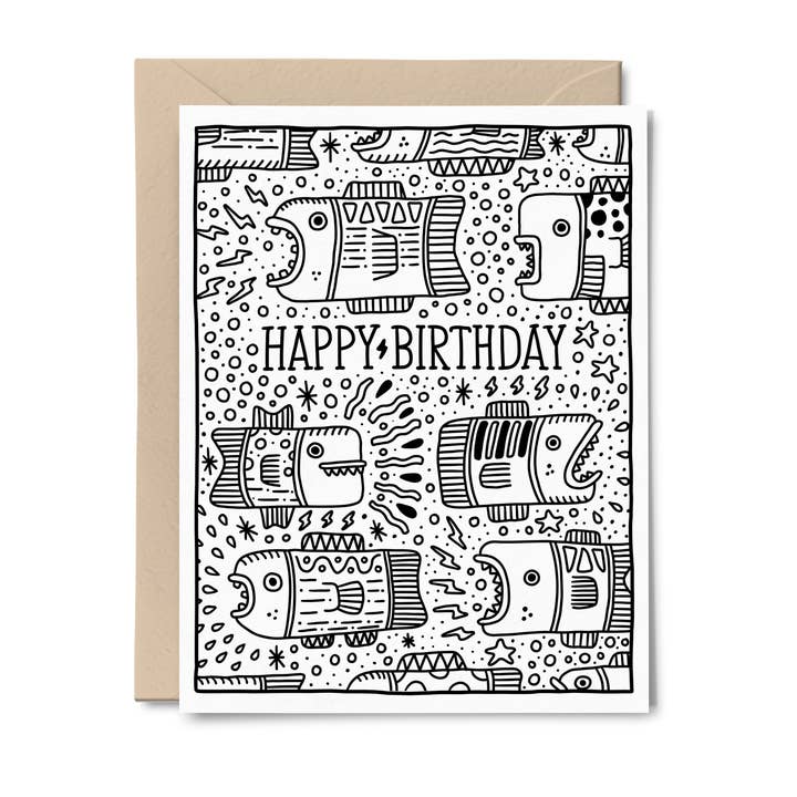 Happy Birthday - Fish Outlines for wholesale by A Duck Amuck Gift Shop & Art Studio