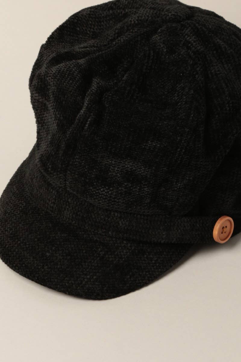 Fashion City - Vendita all'ingrosso Berretto - Donna - Cappello da donna in ciniglia con visiera Baker con elastico posteriore1