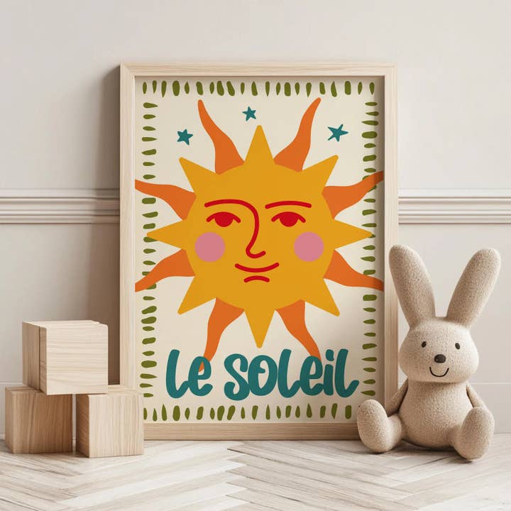 Le Soleil Affiche de Crèche pour la vente par Mother & Sun Studio