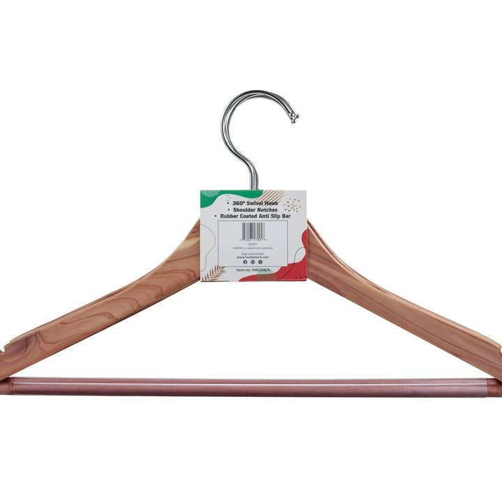 DEILSY - Wholesale Clothes hangers - Cedar Wood Light Brown Suit Hangers (4pcs Per Paper Sleeve) 7