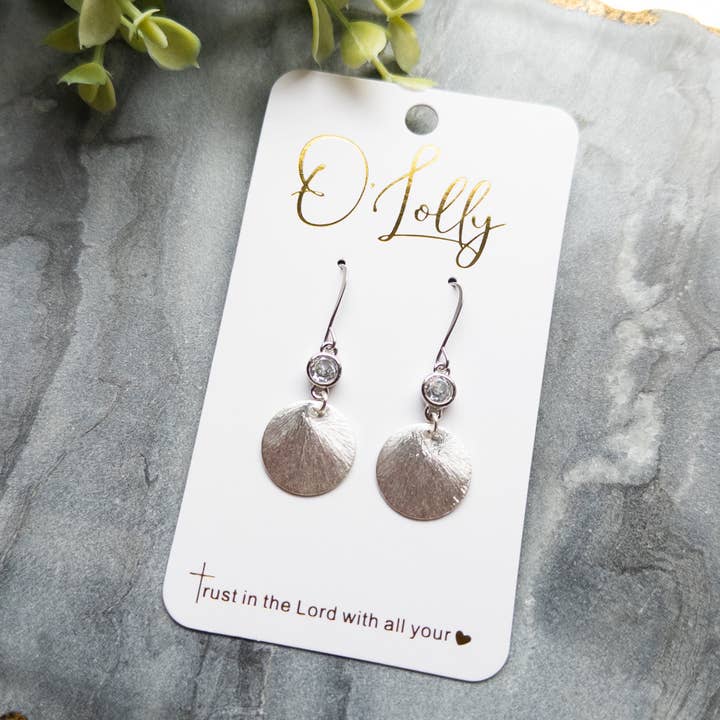 Silver Disc w/Clear CZ Connector “Edie” for wholesale by O’Lolly Jewelry