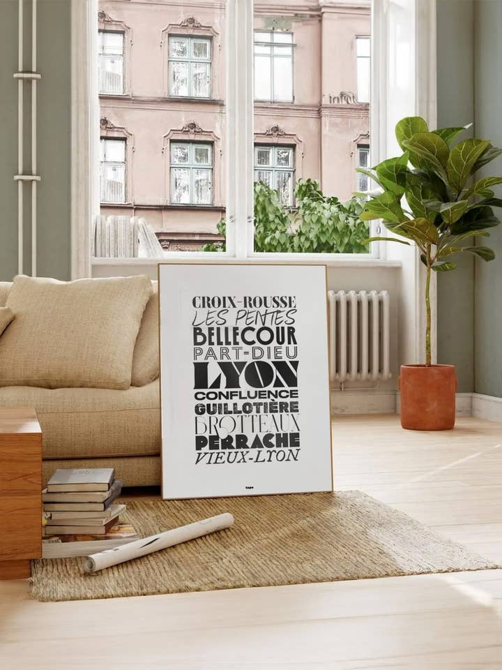 Poster tipografico dei quartieri di Lione per la vendita all'ingrosso da parte di Studio Topo