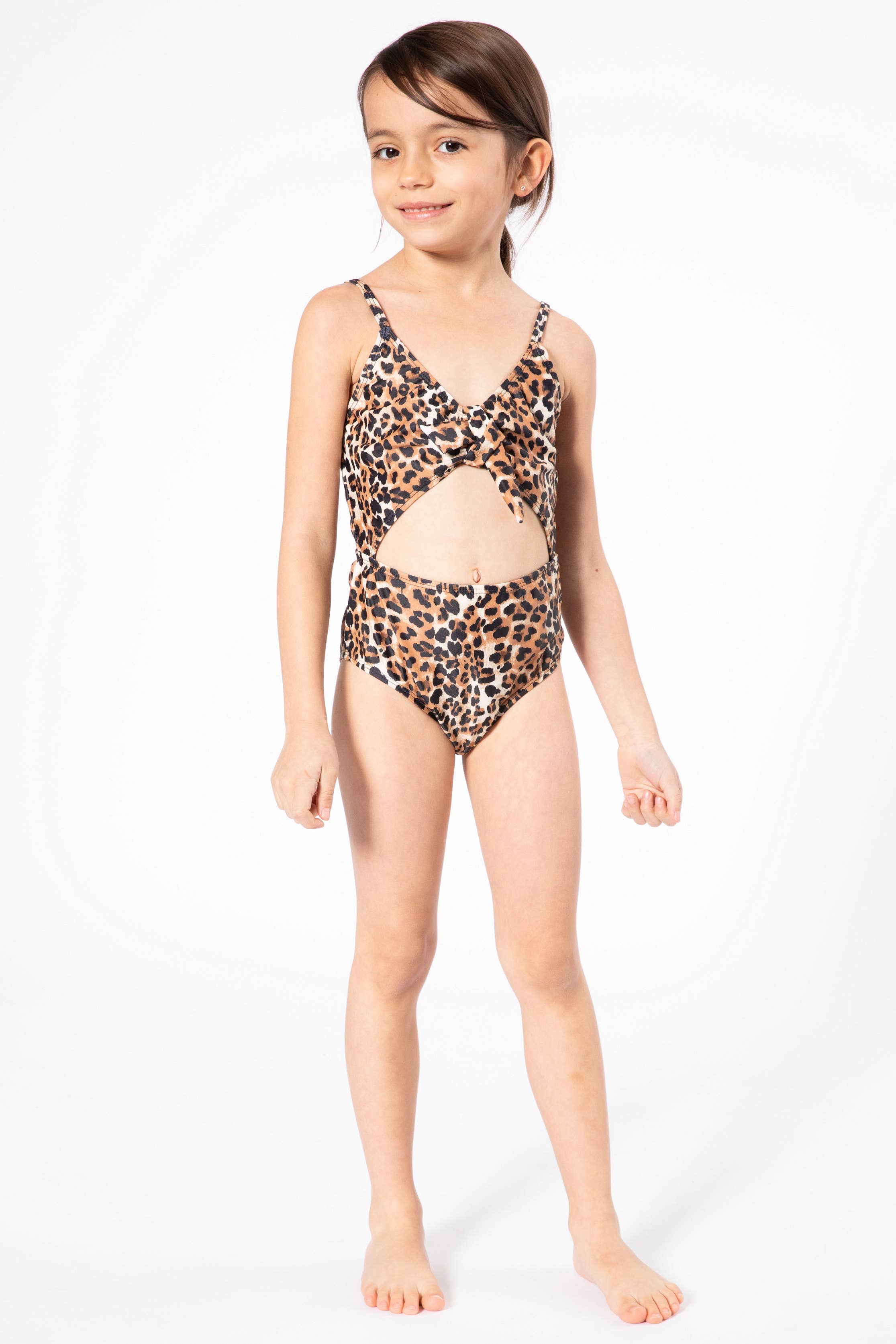 MARINA WEST SWIM - Wholesale Zwempak - Kinderen - Eén stuk met strik en uitsparing aan de voorkant - K4712 Cheetah3