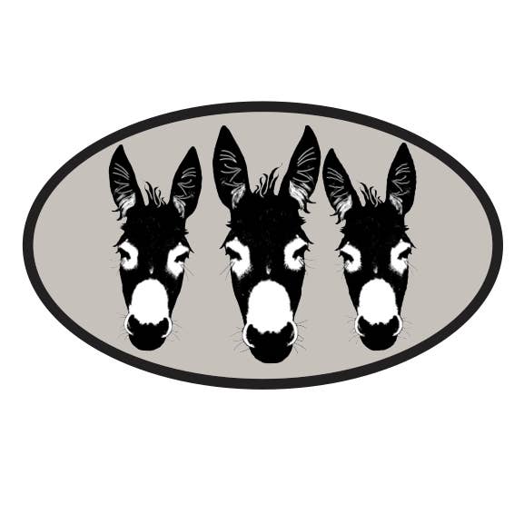 Oval Equestrian Donkey Sticker / Donkeys / WATERPROOF for wholesale by Horse Hollow Press