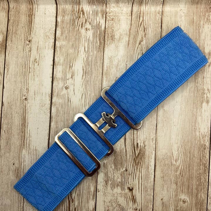2" Equestrian Surcingle Elastic Belt - Classic Blue Jacquard for wholesale by Benny Bows