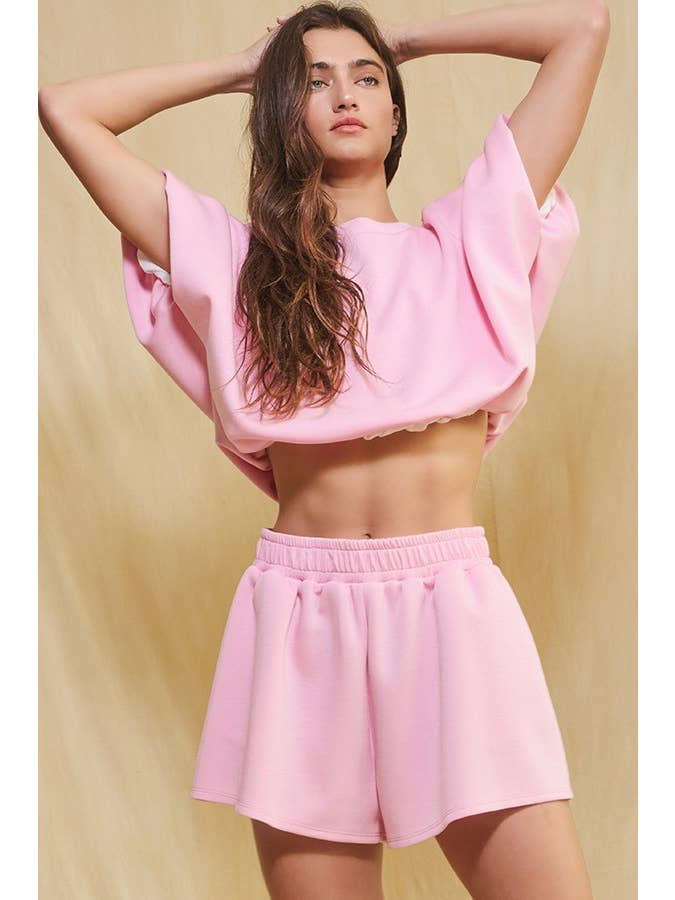 BUCKETLIST - Wholesale Shorts – Women’s - P5468A Scuba Elastic Waist Banded Solid Shorts