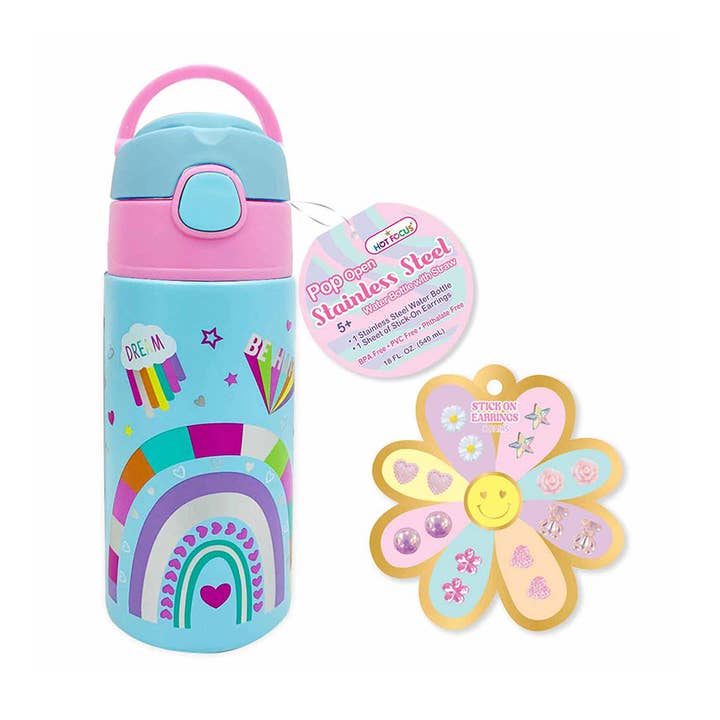 Rainbow Pop-Open Water Bottle for wholesale by AJ Aguiar