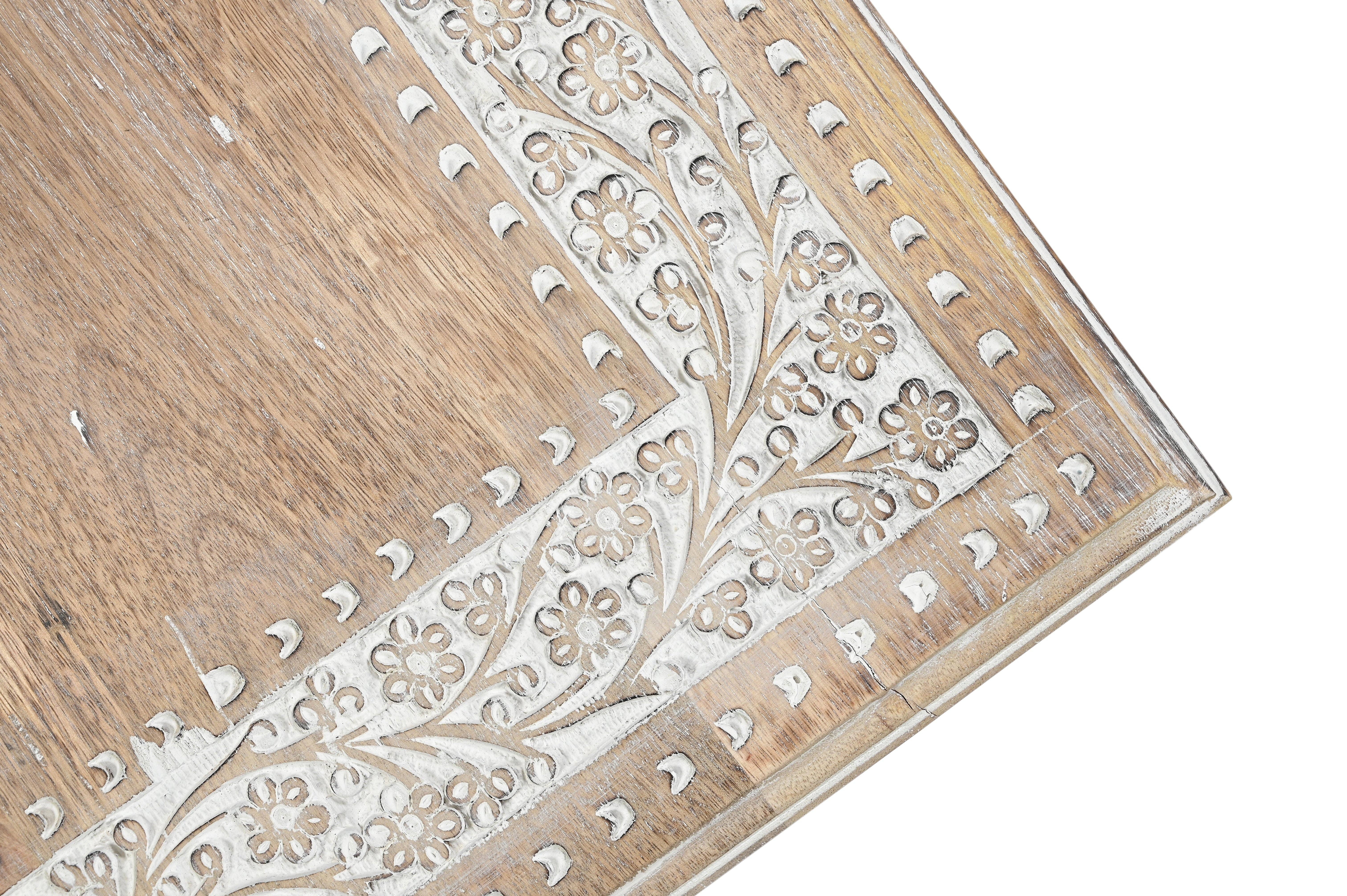 iAnanas - Wholesale Coffee Table - Vintage Solid Mango Wood Coffee Table - Handmade Wooden Coffee Table with Carved Details, Brown Finish, Decorative and Sturdy for Living Room - 92 x 45 x 45 cm5