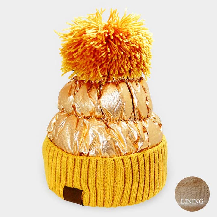 Sensibling Corp. - Wholesale Beanie - Women's - Fleece Lining Puffer Knit Pom Pom Beanie Hat1