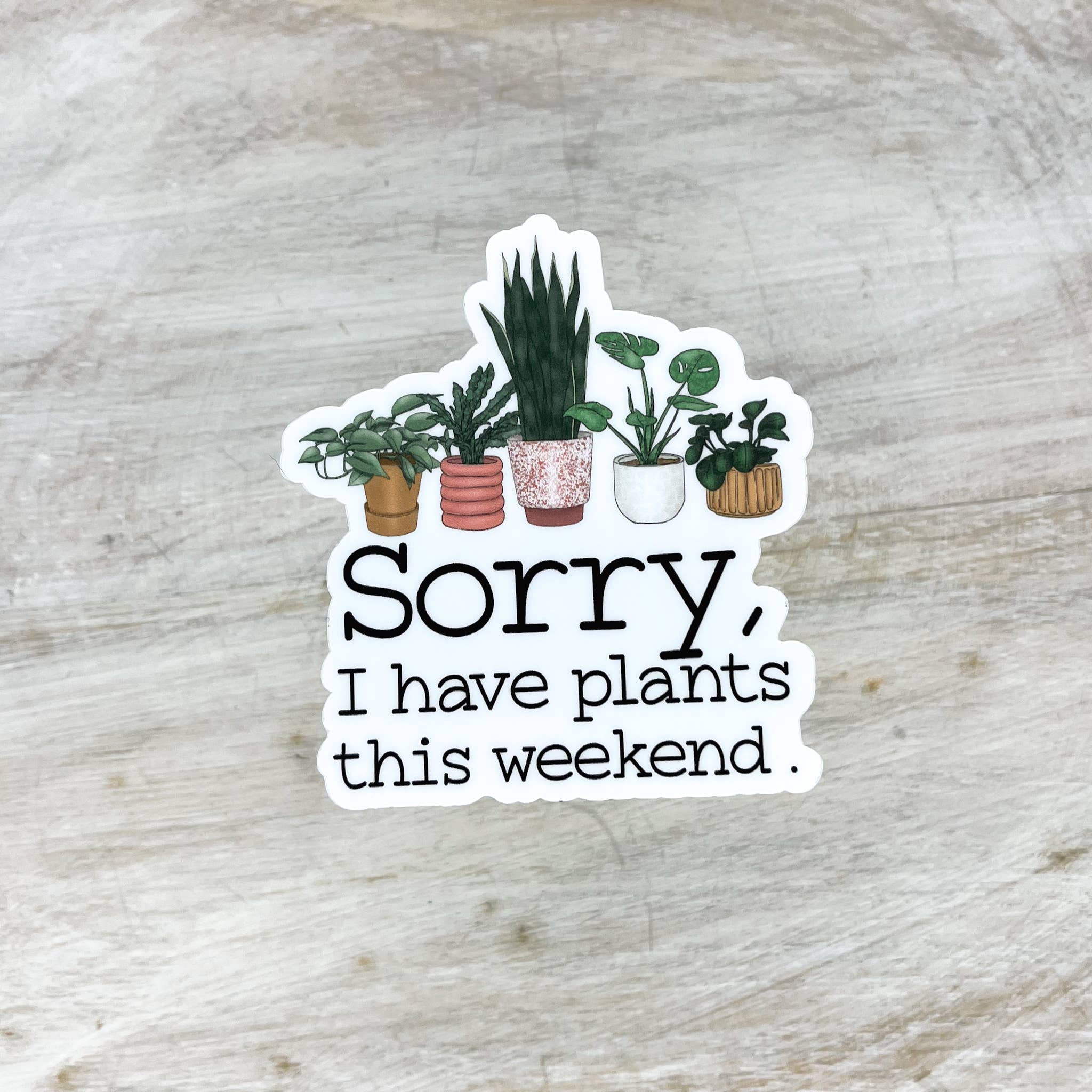Savannah and James Co - Wholesale Sticker - Sorry, I Have Plants This Weekend,  Vinyl, Sticker, 3x3 in1