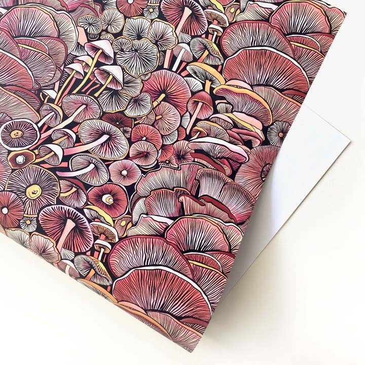 Wrapping Paper/ Pink Mushrooms for wholesale by Freya's Prints