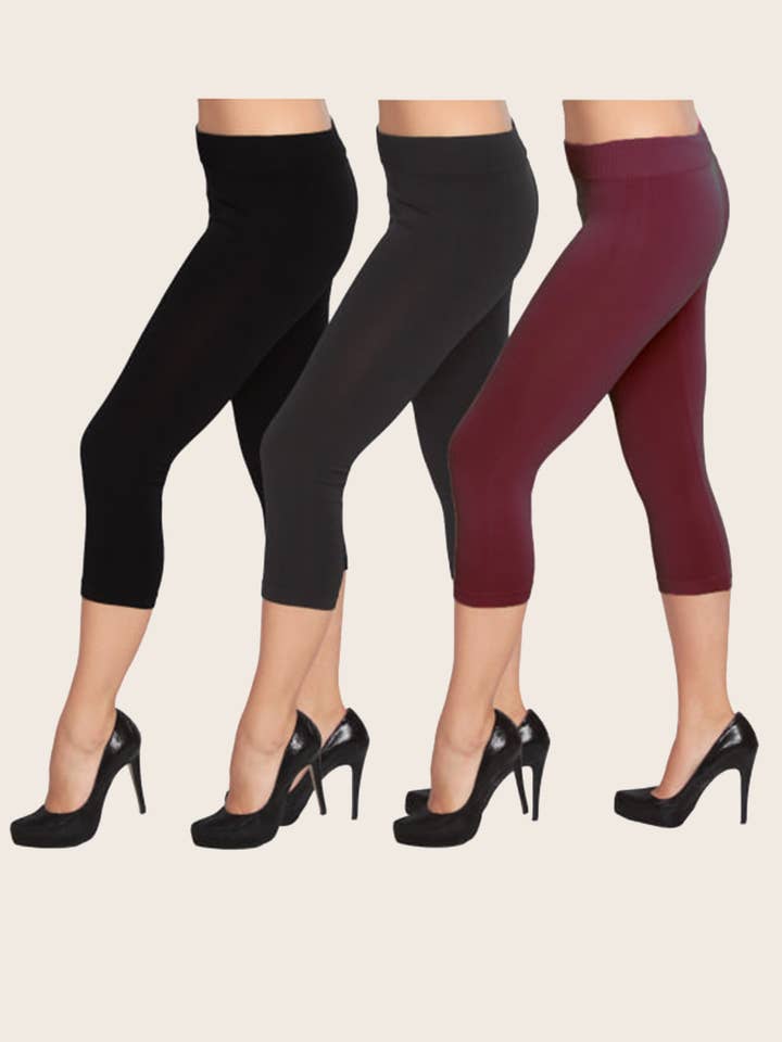 Isadora, Tipi toe, & James Fiallo - Wholesale Fashion Leggings - Women's - Women Isadora Black Seamless Capri High Waist Leggings